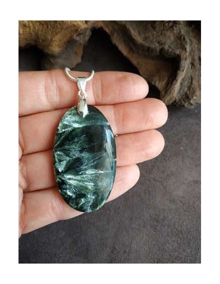 superbe pendentif cabochon en séraphinite naturelle • Sister's Gemmes