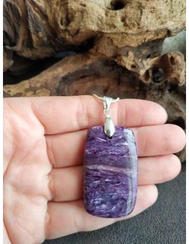 pendentif rectangle en charoite • Sister's Gemmes