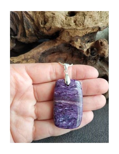 pendentif rectangle en charoite • Sister's Gemmes