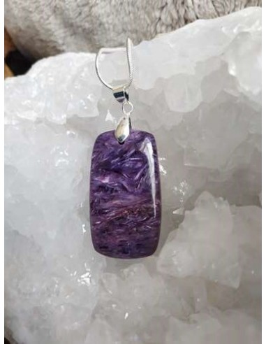 pendentif en charoite rectangle • Sister's Gemmes