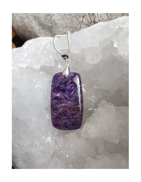 pendentif en charoite rectangle • Sister's Gemmes