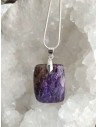pendentif carré en pierre charoite et bélière argenté • Sister's Gemmes