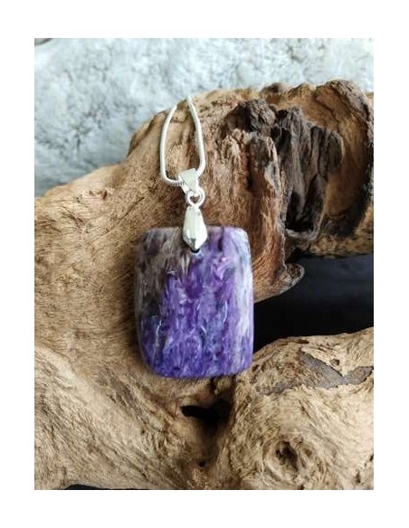 pendentif rectangle en charoite • Sister's Gemmes