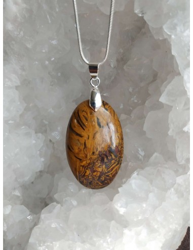 pendentif cabochon oval en jaspe elephant • Sister's Gemmes