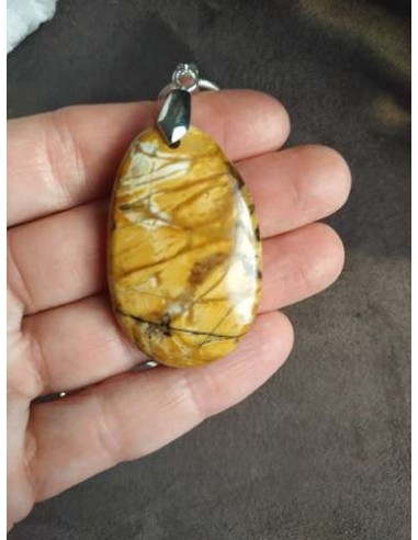 jaspe US Cherry creek jaune trés lumineux en pendentif