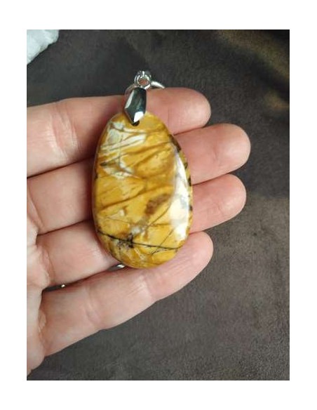 jaspe US Cherry creek jaune trés lumineux en pendentif