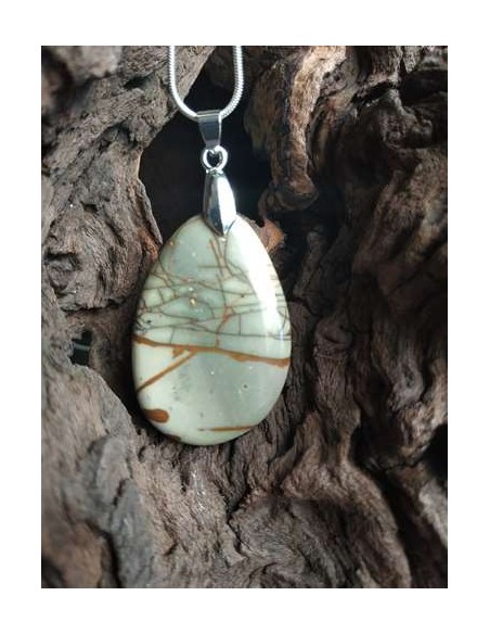 pendentif goutte d'eau de jaspe cherry creek par la Bijouterie Minérale