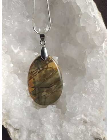 pendentif en jaspe cherry creek vert et jaune • Sister's Gemmes