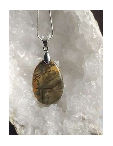 pendentif en jaspe cherry creek vert et jaune • Sister's Gemmes