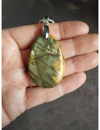 Pendentif en jaspe cherry creek bélière argentée • Sister's Gemmes