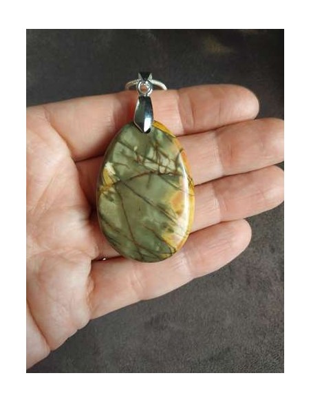 Pendentif en jaspe cherry creek bélière argentée • Sister's Gemmes