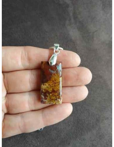 superbe pendentif rectangle de bois fossil • Sister's Gemmes