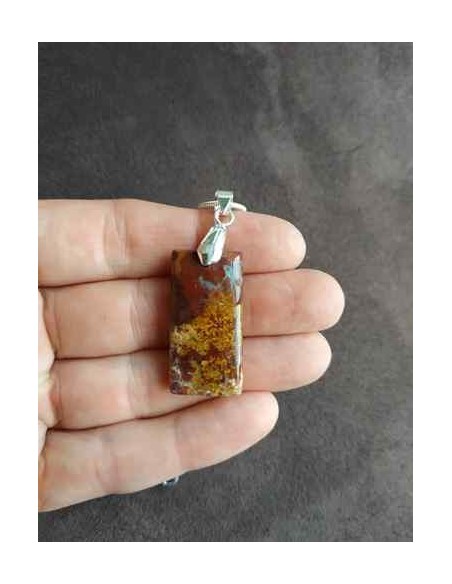 superbe pendentif rectangle de bois fossil • Sister's Gemmes