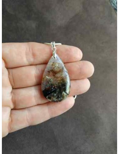 grand pendentif goutte d'eau d'agate baton turc
