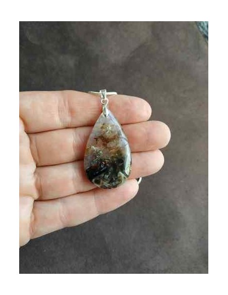 grand pendentif goutte d'eau d'agate baton turc