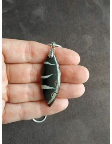grande marquise de septaria noir en pendentif - Sister's Gemmes - Bijouterie Minérale