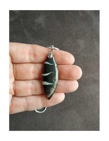 grande marquise de septaria noir en pendentif - Sister's Gemmes - Bijouterie Minérale