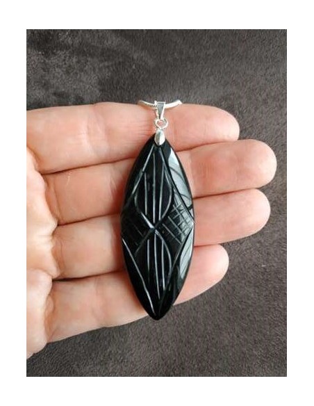 Pendentif Onyx gravé forme marquise