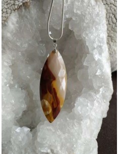 Pendentif Jaspe Mookaite facetté forme marquise 2