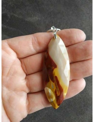 magnifique trés grand pendentif en jaspe mokaite facété - Sister's Gemmes - Bijouterie Minérale