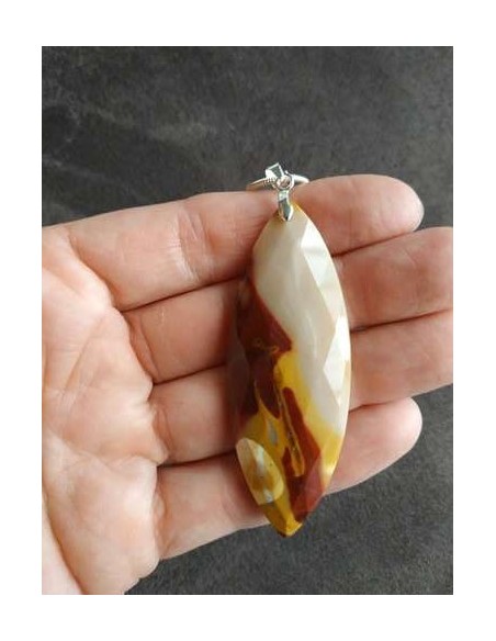 magnifique trés grand pendentif en jaspe mokaite facété - Sister's Gemmes - Bijouterie Minérale