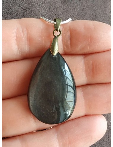 Pendentif en obsidienne argentée de La Bijouterie Minérale