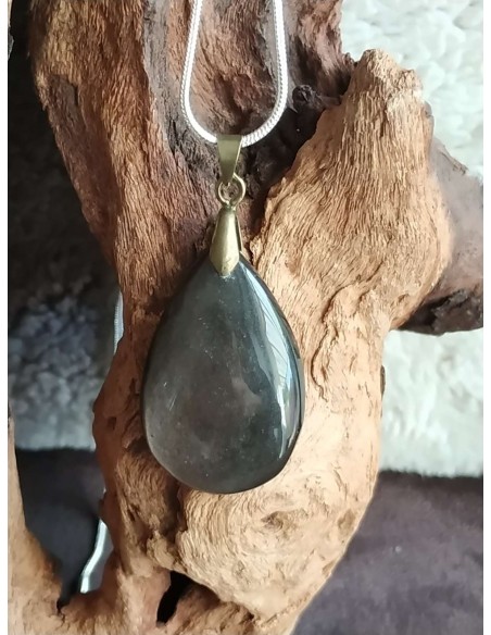 Pendentif en obsidienne argentée de La Bijouterie Minérale