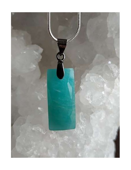 Pendentif en Amazonite facettée rectangle de 10.8mm * 24 mm par La Bijouterie Minérale