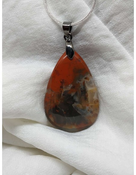 Pendentif en Jaspe Poppy de La Bijouterie Minérale