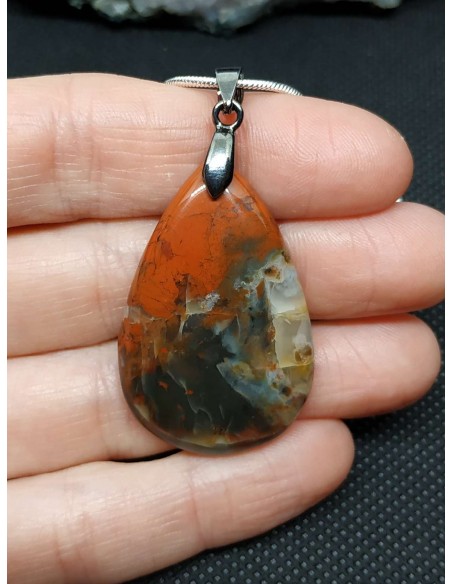 Pendentif en Jaspe Poppy de La Bijouterie Minérale