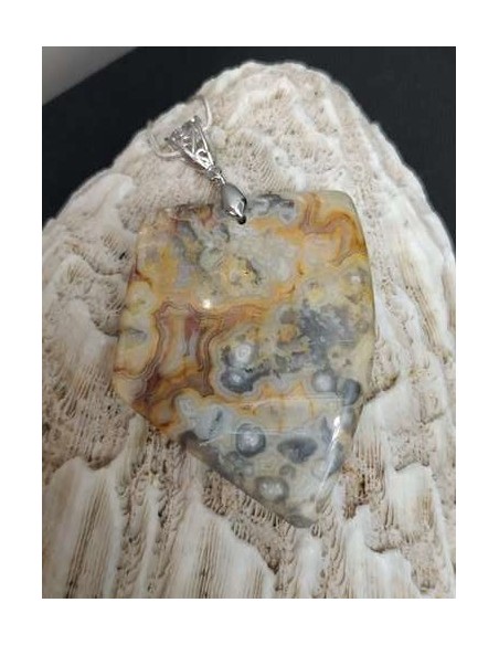 Grand pendentif en agate Crazy lace • La Bijouterie Minérale