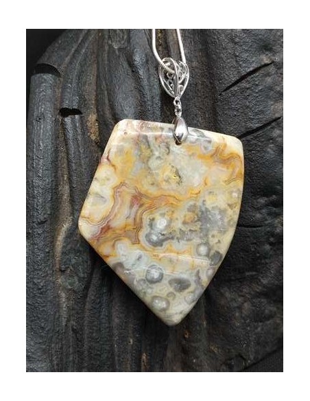 Grand pendentif en agate Crazy lace • La Bijouterie Minérale