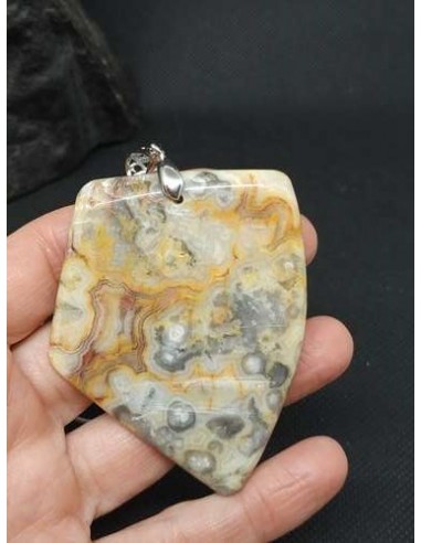 Grand pendentif en agate Crazy-lace • La Bijouterie Minérale