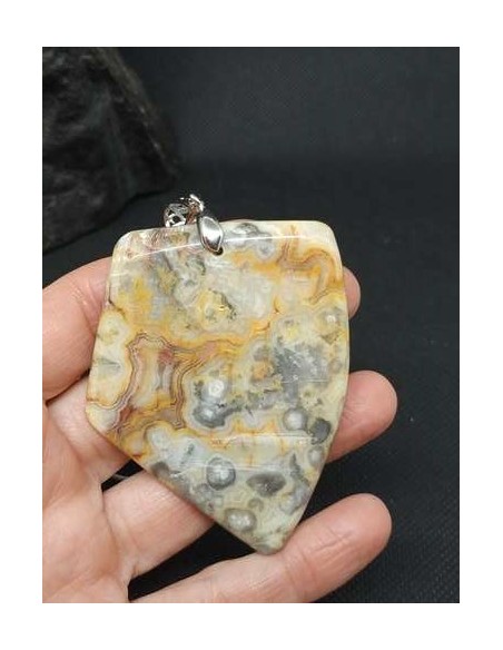 Grand pendentif en agate Crazy-lace • La Bijouterie Minérale