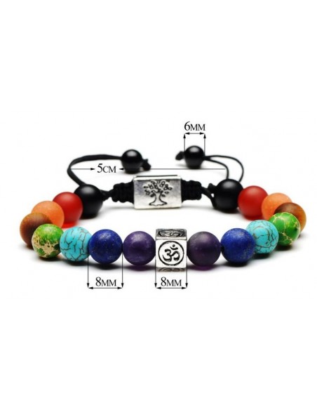 Bracelet réglable 7 chakra et pierre de lave • La Bijouterie Minérale
