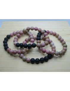 Bracelet en rhodonite et pierre de lave  • La Bijouterie Minérale 2