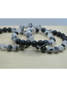 bracelet quartz avec inclusion de tourmaline et lave  • La Bijouterie Minérale 2