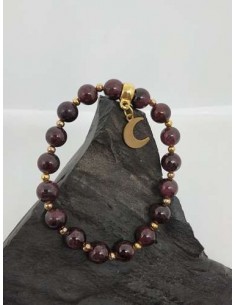 bracelet en grenat avec petite lune • La Bijouterie Minérale