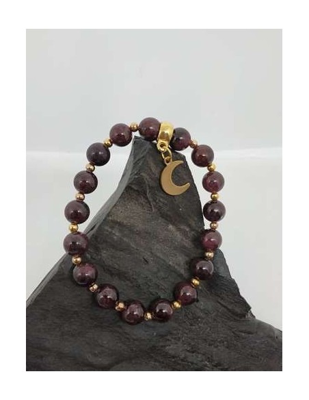 bracelet en grenat avec petite lune • La Bijouterie Minérale