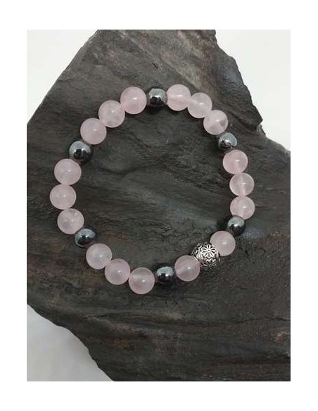 Bracelet en quartz rose et hématite par La Bijouterie Minérale