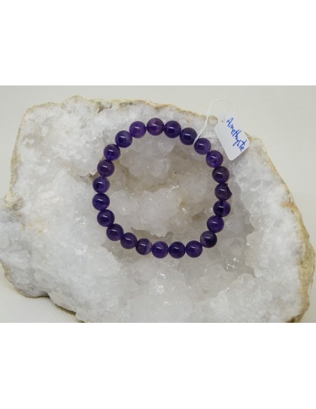 Bracelet en perle d'améthyste naturelle • La Bijouterie Minérale