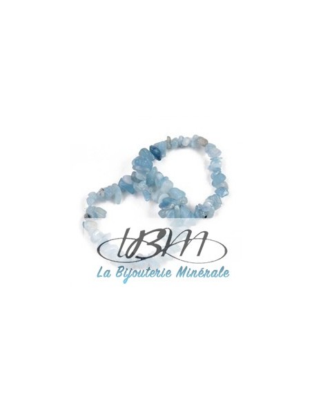 Bracelet baroque en chips de pierres roulées naturelles d'aigue marine par La Bijouterie Minérale