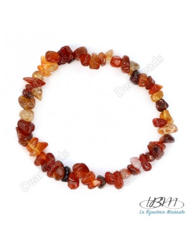 Bracelet baroque en chips de pierres roulées naturelles cornaline par La Bijouterie Minérale