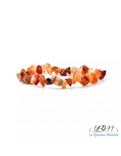 Bracelet baroque en chips de pierres roulées naturelles de cornaline par La Bijouterie Minérale