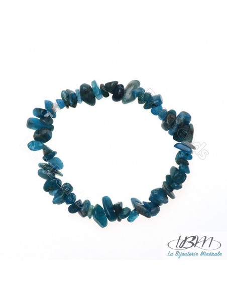 Bracelet baroque en chips de pierres roulées naturelles d'apatite bleue par La Bijouterie Minérale