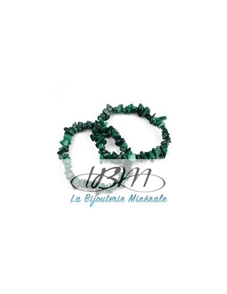 Bracelet baroque en chips de pierres roulées naturelles de malachite du Congo par La Bijouterie Minérale