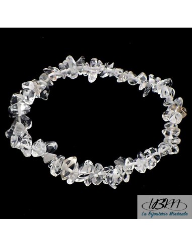 Bracelet baroque en chips de pierres roulées naturelles de cristal de roche (quartz blanc) par La Bijouterie Minérale