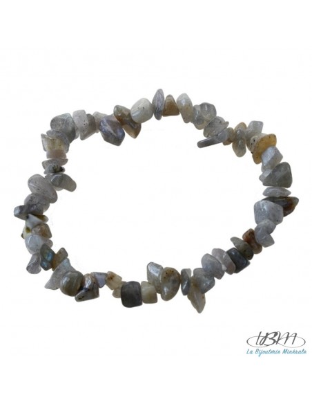 Bracelet baroque en chips de pierres roulées naturelles de labradorite par La Bijouterie Minérale