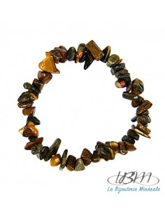 Bracelet baroque en chips de pierres roulées naturelles d'oeil de tigre par La Bijouterie Minérale