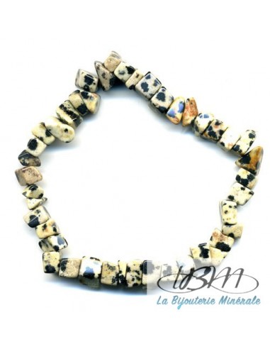 Bracelet baroque en chips de pierres roulées naturelles Jaspe dalmatien par La Bijouterie Minérale